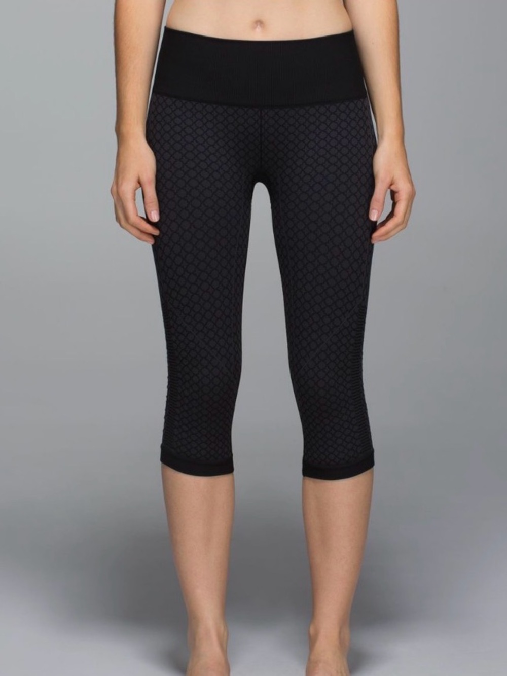 Lululemon In The Flow Crop Capri Leggings Deep Coal Black Grey Size 4 2014